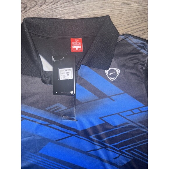 Sport Dri Polo Shirt Womens Medium Black Blue Compression Fit Polo NEW - Picture 2 of 4